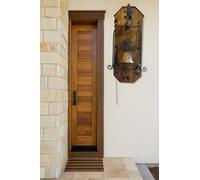 Marblechic Campana de entrada de latón con marco de hierro sobre base de madera - Principios del 900 (29×36×80 cm)