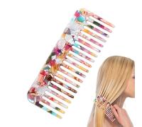 Marbled Tortoise Shell Comb, Antistatic Wide Tooth Hair, Handmade Saw Cut Polished Travel, Purse Haired Comb for Women, for Thick Hair and Everyday Grooming