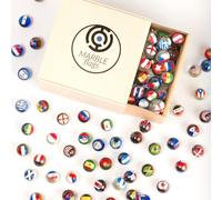 MARBLEFLAGS - Colección Completa de 115 Canicas Small World Collection | Banderas del Mundo | 16 mm Ideal para Circuitos y Carreras de Canicas
