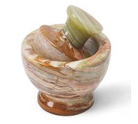 Marblous Krafts Juego de mortero y mortero de ónix verde de mármol, molinillo de especias y semillas, triturador de pastillas y accesorios de cocina de mármol para especias y condimentos