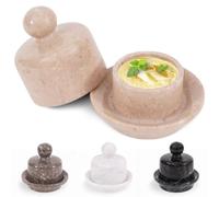 Marblous Krafts Mantequera de mármol Verona de 4 pulgadas hecha a mano para encimera de cocina, mantequillera con tapa, mantequilla suave para untar y decoración del hogar
