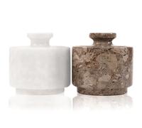 MARBLOUS KRAFTS Salero de mármol con tapa de 3 pulgadas, blanco y oceánico, celta, para sal y pimienta, para el hogar y la cocina, cuencos de sal y azúcar, decoración de mesa de cocina