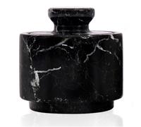 MARBLOUS KRAFTS Salero de Mármol con Tapa de 3 Pulgadas Piedra Cebra Negra Contenedor de Sal y Portasales de Piedra para Encimera, Plato de Sal, Tarro de Especias, Caja de Sal y Tarros de Especias,