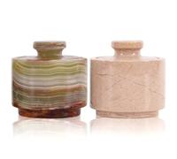 MARBLOUS KRAFTS Salero de mármol con tapa de 7,6 cm, ónix verde y salero Verona: ideal para guardar azúcar, sal y pimienta en la cocina