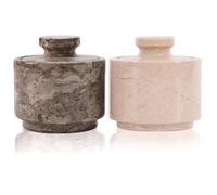 MARBLOUS KRAFTS Salero de mármol de 7,6 cm, con diseño oceánico y celta de Verona, para decoración de cocina y hogar, con recipiente para sal marina y tapa