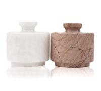 MARBLOUS KRAFTS Salero de mármol, joyero y macetas de especias de 91 x 91 cm, decoración de cocina para mostrador, albañil, sal, pimienta, (White & Marinara)