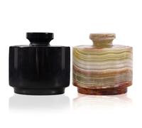 MARBLOUS KRAFTS Salero de mármol verde y negro de 3.5 onzas, caja de baratijas y macetas de condimentos, decoración de cocina para mostrador, cuencos de sal y pimienta, soporte para mantequilla