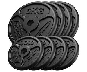 Marbo Sport Juego de pesas de pesas planas de hierro fundido ø30 / 31 mm | Establecer opciones de 30 kg / 50 kg / 60 kg | Made in UE