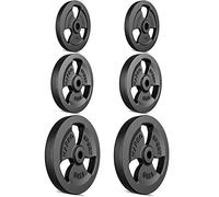 Marbo Sport Juego de Pesas de Placa de Pesas de Hierro Fundido Tri-Grip ø30 / 31 mm | Establecer Opciones de 29 kg / 30 kg / 60 kg