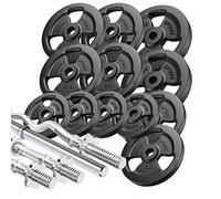 Marbo Sport Juego de pesas Tri-grip de hierro fundido con barra reforzada de 198 cm ø30 mm, barra de rizo de 120 cm ø30 mm, barras de mancuernas de 40 cm ø30 mm y pesas, 1 barra de barra, 1 barra de rizo, 2 mancuernas | Establecer 83 kg / 113 kg / 172 kg opciones | Made in UE