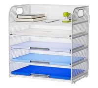 Marbrasse Organizador Escritorio,5 Niveles Malla Bandeja de Papel con Asa,Archivo Estantería para Hogar Oficina Accesorios (Blanco)
