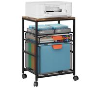 Marbrasse Soporte para Impresora con Almacenamiento,Carrito Grande con Ruedas,Mueble Organizador para Archivador con Cajones,Carrito para Impresora 3D,Teléfono Móvil,Oficina en Casa(Marrón Rústico)