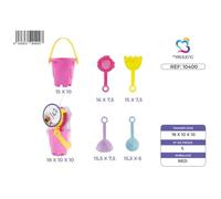 Marbueno Conjunto Cubo de Playa con Accesorios 9x9x18 cm Color Surtido Jardin y Playa MARBUENO SUMMER 10400