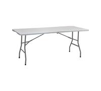 Marbueno Mesa Plegable Rectangular Resina Blanco Estructura de Acero Capacidad 6-8 personas Carga Máxima 150 kg 180X70X74 cm Catering, Playa , Camping, Eventos y Terraza 10441