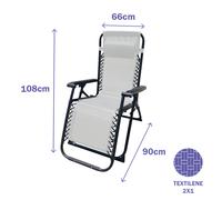 Marbueno Pack de 2 Tumbona Plegable Acero Cojin Jardin y Piscina 90X66X108 Gravedad Cero Gris MARBUENO SUMMER 10009X2