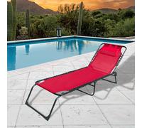 Marbueno Pack de 2 Tumbona Plegable Acero Con Cojin Jardin y Piscina 190X58X27 Roja MARBUENO SUMMER 10000X2