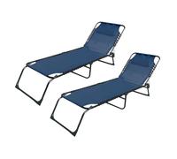 MARBUENO SUMMER Marbueno Pack de 2 Tumbona Plegable Acero Cojin Jardin y Piscina 190X58X27 Azul 10003X2