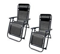MARBUENO SUMMER Marbueno Pack de 2 Tumbona Plegable Acero Cojin Jardin y Piscina 90X66X108 Gravedad Cero Negra 10006X2