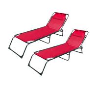 MARBUENO SUMMER Marbueno Pack de 2 Tumbona Plegable Acero con Cojin Jardin y Piscina 190X58X27 Roja 10000X2