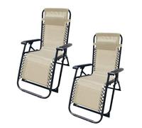 MARBUENO SUMMER Marbueno Pack de 2 Tumbona Plegable Acero con Cojin Jardin y Piscina 90X66X108 cm Gravedad Cero Beige 10005X2