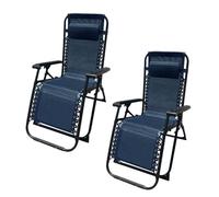 MARBUENO SUMMER Marbueno Tumbona Plegable Acero Cojin Jardin y Piscina 90X66X108 Gravedad Cero Azul Oscuro 10011X2