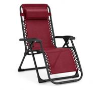 MARBUENO Tumbona Gravedad Cero Plegable Burdeos con Reposacabezas, Silla Relax Exterior de Acero y Textileno Transpirable para Jardín, Terraza, Piscina y Camping 10010