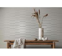 marburg Papel pintado blanco perla brillante rayas modernas para salón, dormitorio, cocina, 10,05 x 0,53