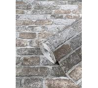 marburg Papel pintado de piedra 3D gris marrón ladrillo efecto rústico para dormitorio salón o cocina papel pintado piedra óptica 10,05m x 0,53m 58410