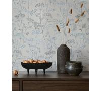 marburg Papel Pintado Gris Azul Flores Hojas Aspecto Floral Natural Aspecto Industrial para Salón Dormitorio Cocina 10,05 x 0,53