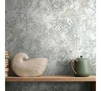 marburg Papel pintado gris verde 3D efecto hormigón gráfico moderno para salón, dormitorio, cocina, 10,05 x 0,53 cm