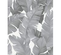 marburg Papel Pintado Pared Negro, Plateado Morderno, Natural - Motivo Floral, Hojas, Plantas - Domitorio, Salón y Cocina - Fabricado en Alemania - 10,05 x 0,53m - Avalon 31624