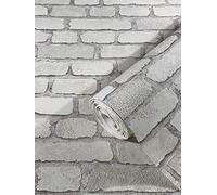 marburg Steintapete 3D Weiß Backstein Optik Ziegelstein Effekt Rustikal für Schlafzimmer Wohnzimmer oder Küche Tapete Steinoptik 10,05m x 0,53m 58412