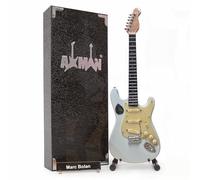 Marc Bolan (T. Rex) Sonic Blue S-Style - Réplica de guitarra en miniatura - Regalos musicales - Escala ornamental 1/4 hecha a mano - Incluye una caja de exhibición, etiqueta de nombre y soporte para