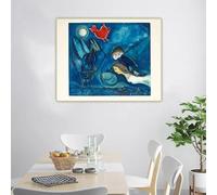 Marc Chagall《Amantes a la luz de la luna》Lienzo, Pintura al óleo, Obra de arte famosa, Póster, Imagen, Fondo de pared, Decoración del hogar (50x70CM/Sin marco)