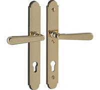Marc hesi 1232.170.079.s de seguridad Cilindro perfilado Wien - Envejecido En Placa Larga Distancia de 92 mm, para grosor de la puerta hasta 80 mm, sin cilindros - Latón Pulido