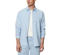 Marc OߴPolo Camisa de Lino de Manga Larga Hombre Regular Fit, Azul (Homestead Blue), L