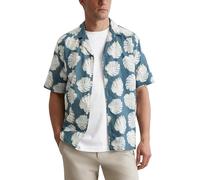 Marc OߴPolo Camisa de Manga Corta de Mezcla de Lino y algodón Hombre con Estampado Integral, Azul (Multi/Storm), L