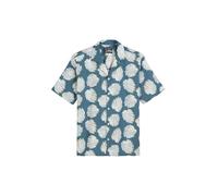 Marc OߴPolo Camisa de manga corta de mezcla de lino y algodón Hombre con estampado integral, Azul (Multi/Storm), XL