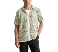 Marc OߴPolo Camisa de Manga Corta de Mezcla de Lino y algodón Hombre con Estampado Integral, Beige (Multi/Pure Cashmere), XXL
