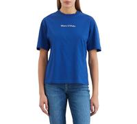 Marc OߴPolo Camiseta de algodón orgánico Mujer con cuello redondo, Azul (Shiny Blue), L