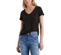 Marc OߴPolo Denim Mujer Camiseta de algodón orgánico con cuello de pico, Negro (Black), S