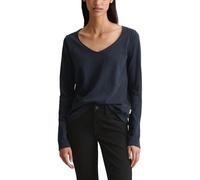 Marc OߴPolo Denim Mujer Camiseta de manga larga de algodón orgánico con cuello de pico, Azul (Scandinavian Blue), S