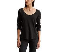 Marc OߴPolo Denim Mujer Camiseta de manga larga de algodón orgánico con cuello de pico, Negro (Black), M