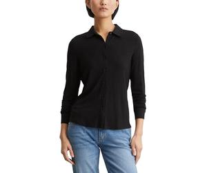 Marc OߴPolo Mujer Blusa de punto de tejido elástico con cuello francés, Negro (Black), L