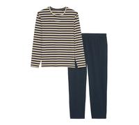 Marc O'Polo Pijama largo 'Mix & Match' beige / azul oscuro XL beige / azul oscuro