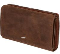 Marc Peter Damen Geldbeutel Leder RFID Geldbörse Sarah, Groß Portemonnaie für Damen Ledergeldbörse mit Reißverschluss in Geschenkbox Echtleder, vintage marrón, Sara, Clásico