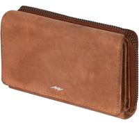 Marc Peter Damen Geldbeutel Leder RFID Geldbörse Sarah, Groß Portemonnaie für Damen Ledergeldbörse mit Reißverschluss in Geschenkbox Echtleder, Camel Marrón, Sara, Clásico