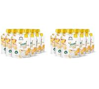 Marca Amazon - Mama Bear Yogur ecológico con puré de melocotón y plátano ecológicos, vegetariano, 90g, Paquete de 12