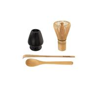 Marca BambooMN - Juego de batidor para t verde matcha (batidor, cuchara, cucharilla y soporte negro)