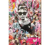 marca blanca Pop Graffiti Art Audrey Hepburn Retrato Art Prints Street Art Celebrity Poster Lienzo Pintura Cuadros de pared Living Room Decor Sin marco-50X70cm
